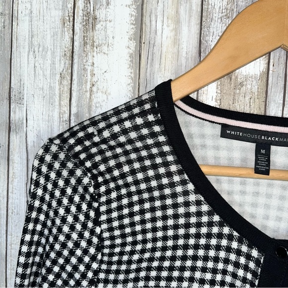 White House Black Market Gingham Snap Button Cardigan Women’s Medium - Picture 4 of 5